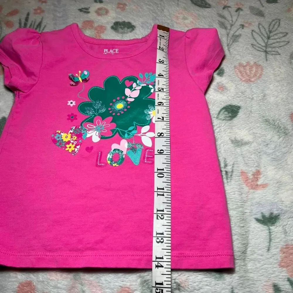 The childrens place Pink T-Shirt 4T - Flowers Y2K Fairy Kidcore 2000s Coquette